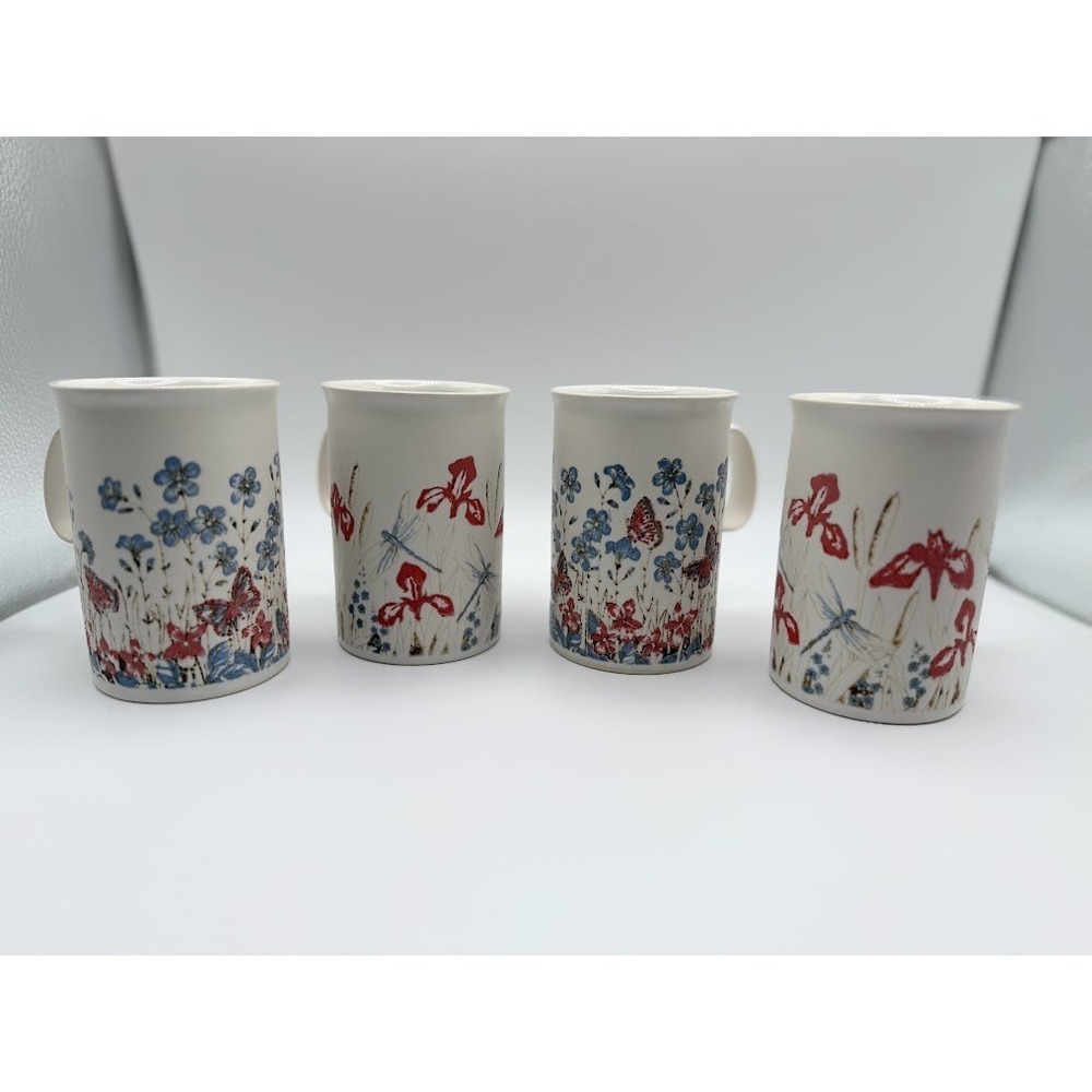 VTG Scottish Dunoon White Butterflies & Flower Stoneware Mug Cottagecore Kitchen